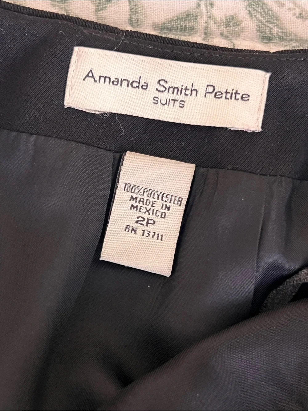 Amanda Smith Petite 3-Piece Suit Set Pink Jacket Top Black Skirt Career Size 2P